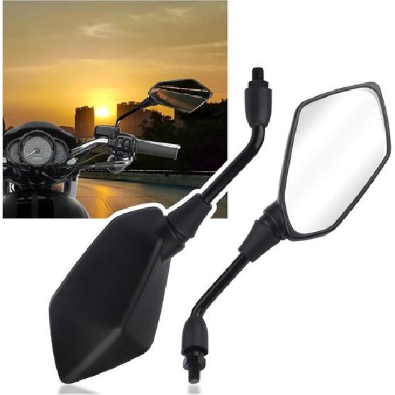 2PCS Motorcycle Mirrors with 8mm&10mm Bolt, HD Motorcycle Mirrors for Black