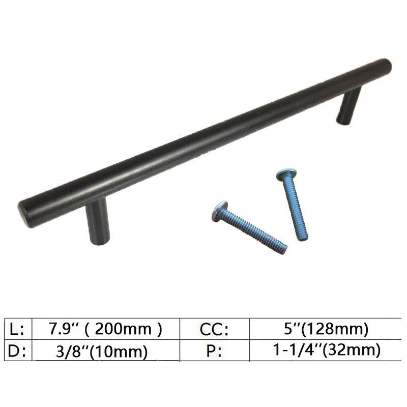 Sleek Black Stainless Steel T Bar Handles For Stylish Kitchen Cabinet Drawer Knobs