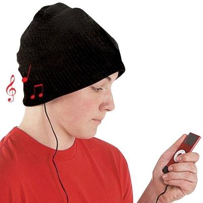 Wool Hat with Built-in Headphones and Microphone