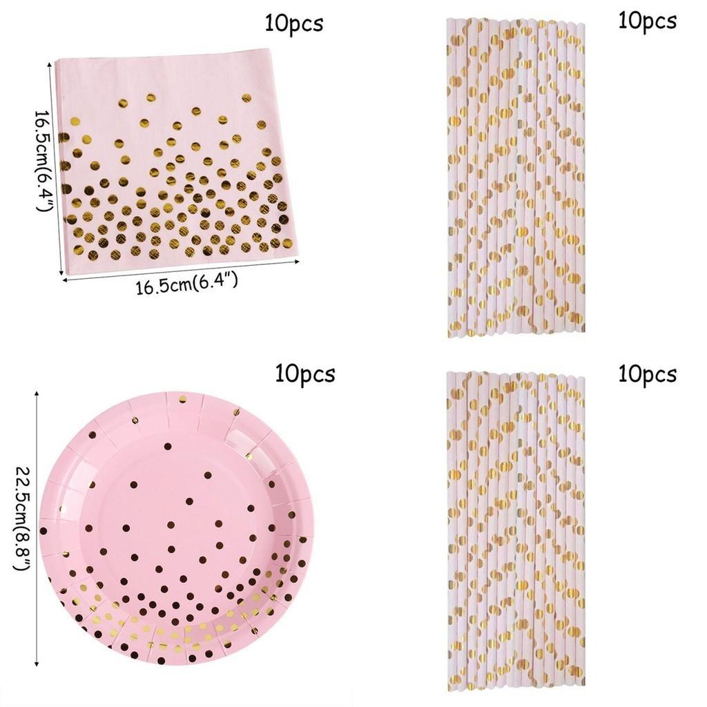 Delightful Pink And Gold Disposable Tableware To Enhance Your Party Atmosphere