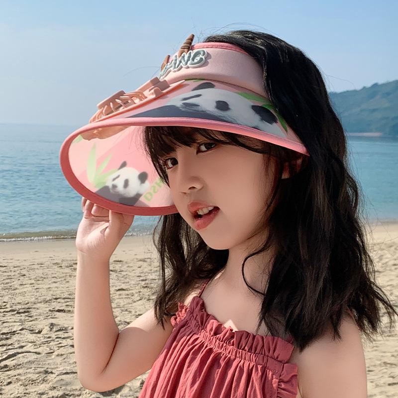 Baby Fan Summer Cartoon Big Hat with Fan Sun Protection Sky Top Children Hat Brim and Sun Hat Cute