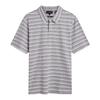 Mens Striped Waffle Knit Polo Shirt