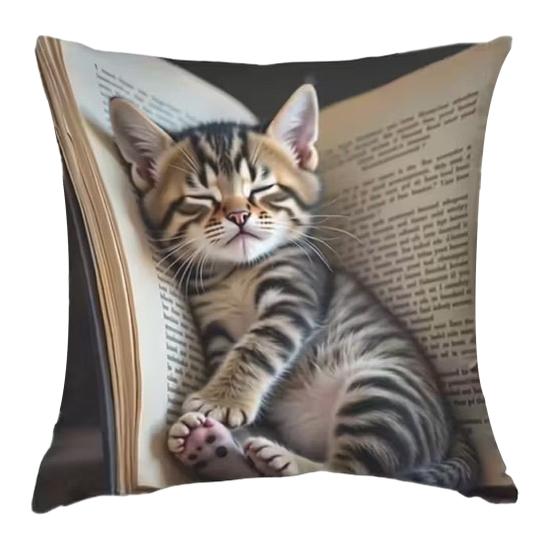 Poszewka na poduszkę 3D z nadrukiem kota, poszewka na poduszkę z ukrytym zamkiem błyskawicznym, zdejmowana, zmywalna, dekoracyjna poszewka na poduszkę