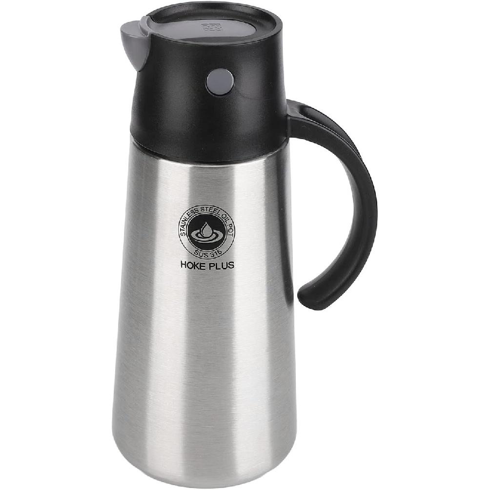 

Oil Dispenser 25oz 750ML Oil Bottle Stainless Steel Olive Oil Dispenser Decanter Container for Kitchen Cooking Baking (Black)