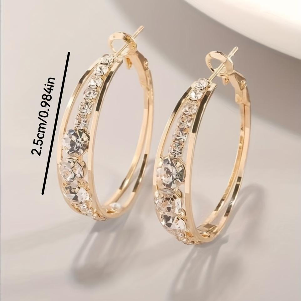 Unisex Rhinestone Large Circle Hoop Earrings with Sparkling Embellishments