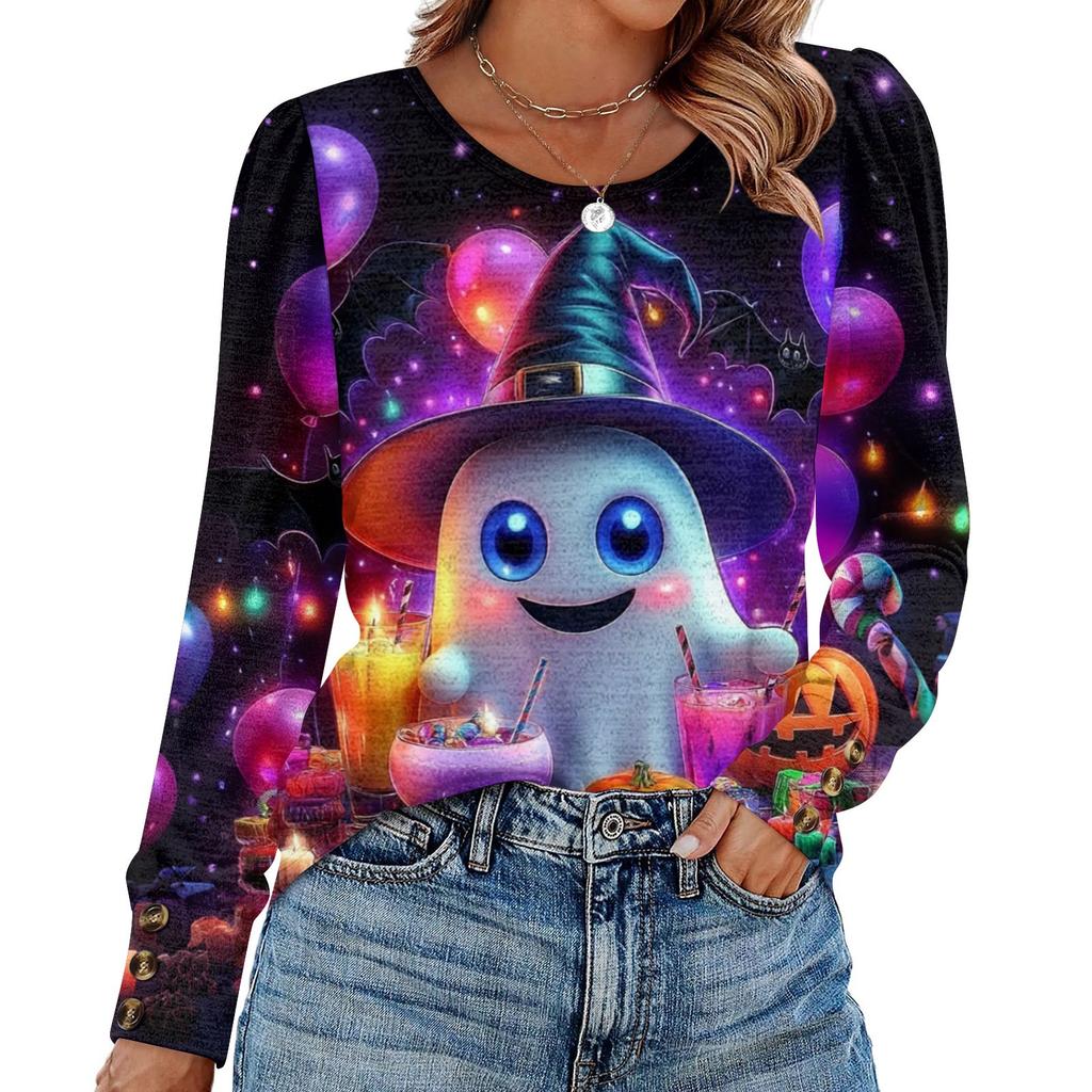 Women's Halloween Print Fashionable Long-sleeved Top