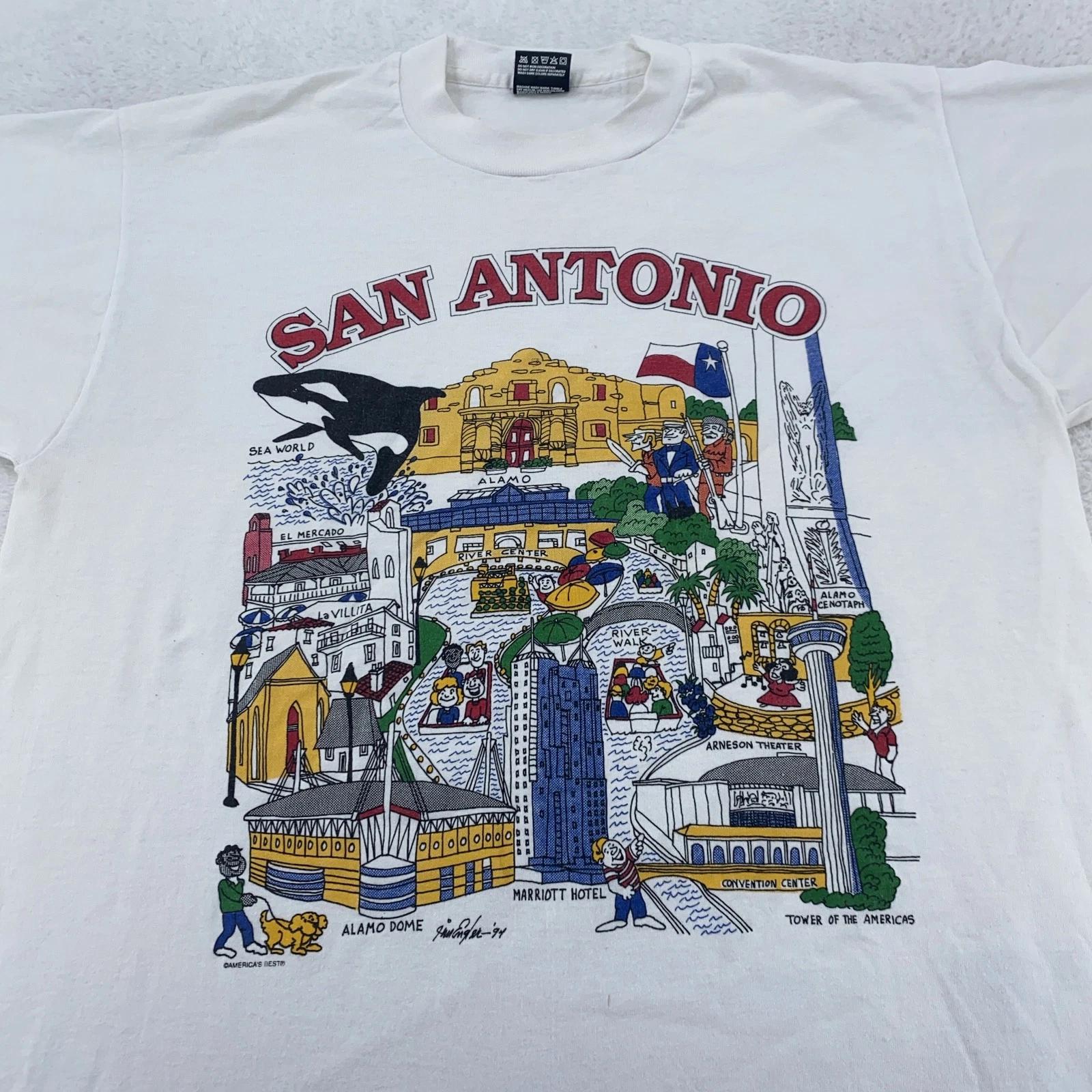 Vintage San Antonio Shirt Mens Large Skyline Texas Tourist Tee 90s 3XL