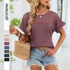 Spring and Summer New Round Neck Lace Loose Short-sleeved T-shirt Top Women