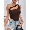 Women's 2026 New Slim Fit Ultra Short Irregular Hem Sloping Shoulder Chest Wrapped Vest Hollow Top