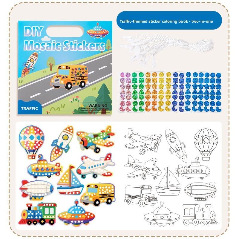 Childrens Mosaic Art Book For Kids Age 3 To 6 With Diy Creative Coloring And Sticker Fun