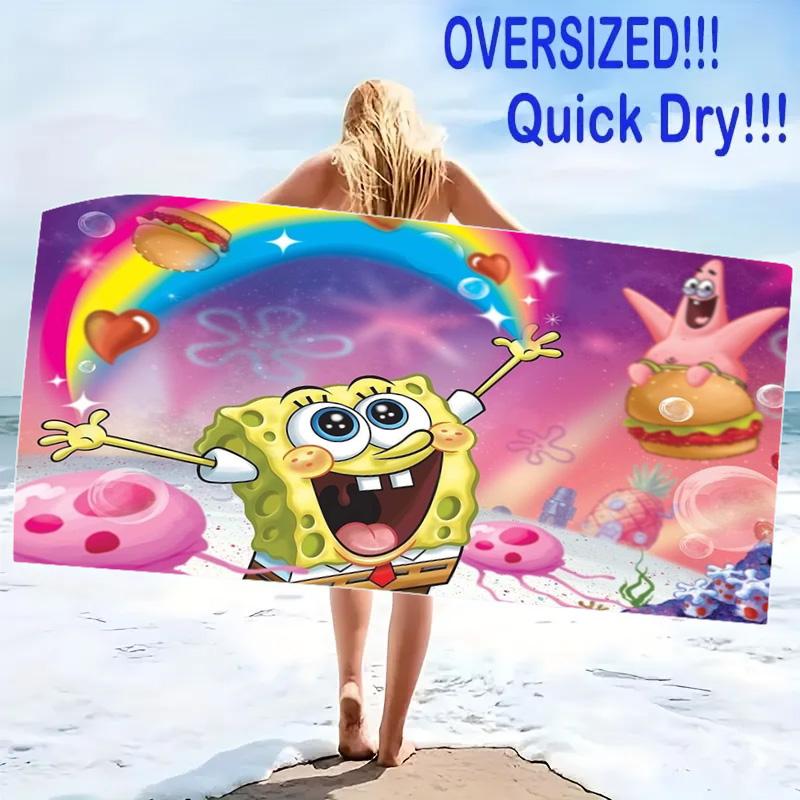SquarePants Print Beach Towel, Large Soft Quick Dry Towel for Beach Camping Swimming
