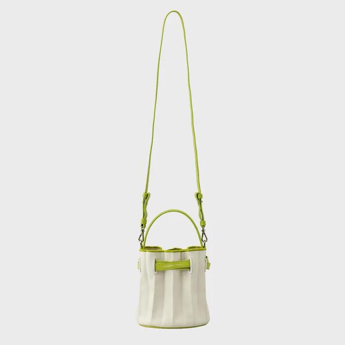 Lucky Pleats Canvas Coated Bucket Bag Lime