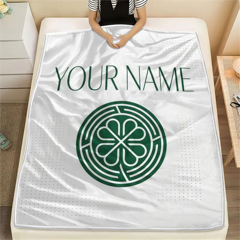 Custom Name,Celtic Football Club Printed Flannel Blanket, soft throw for bedroom sofa, washable, Christmas present, great gift.