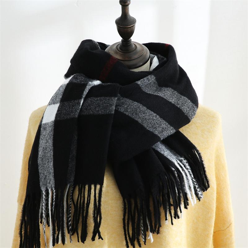 Plaid Scarf Women's 2025 Autumn and Winter Imitation Cashmere Scarf Medium Length Warm Scarf Shawl Sweet Scarf