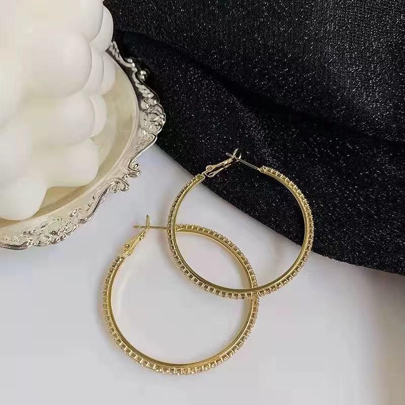 

Korean Style Luxury Diamond C-Shaped Hoop Earrings - Trendy Niche Design