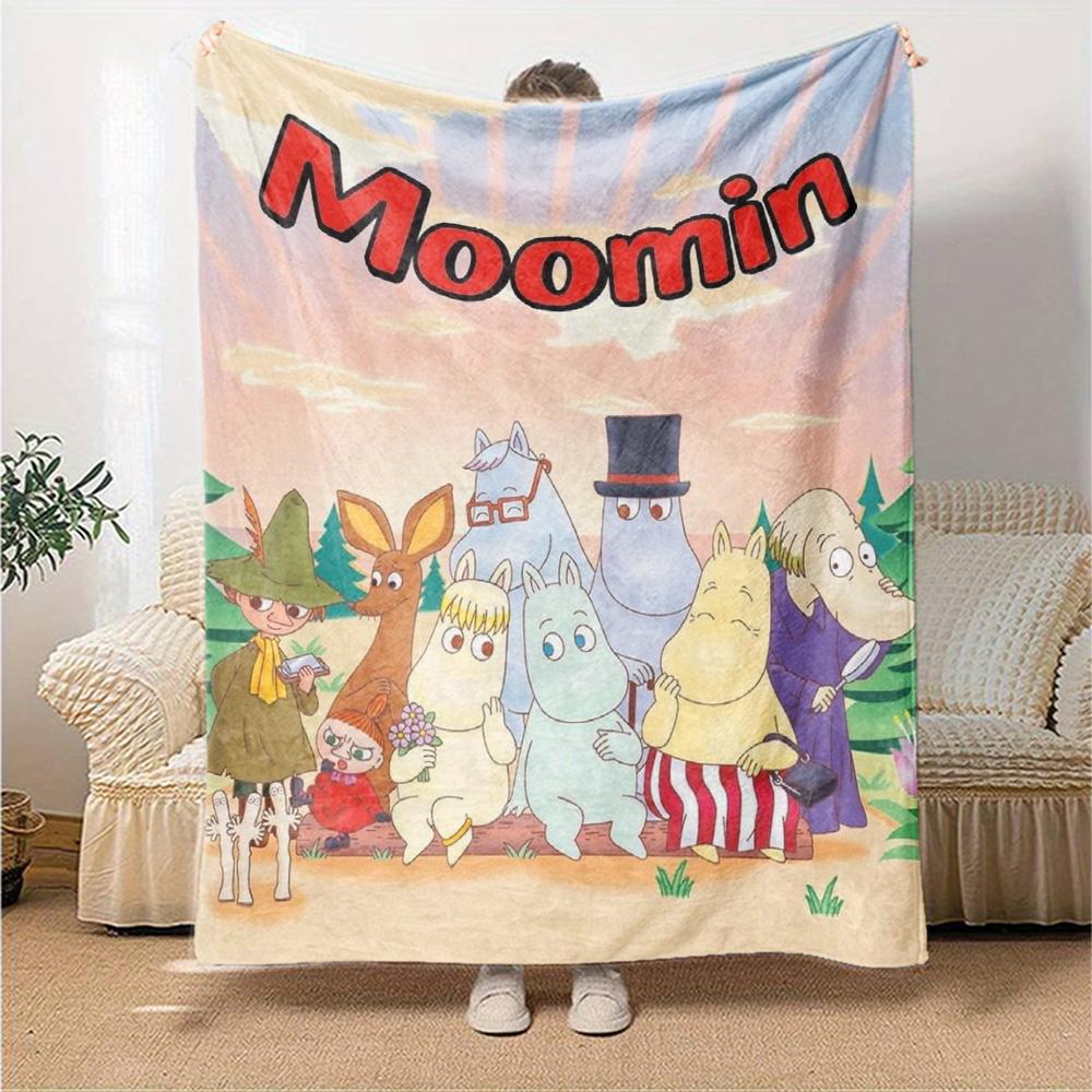 Moomin Temalı Baskılı Battaniye - Kanepe, Yatak, Seyahat ve Dış Mekan Kullanımı İçin Mükemmel | Makinede Yıkanabilir, Rahat ve Dayanıklı.
