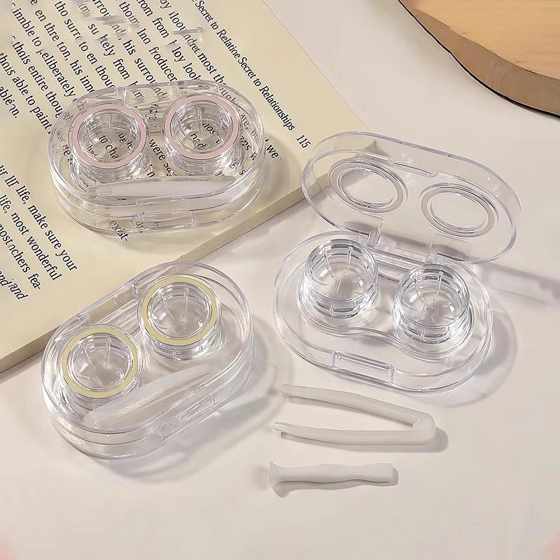 High-End Portable No-Twist Cap Contact Lens Case for Multi-Pair Storage with Double Compartments