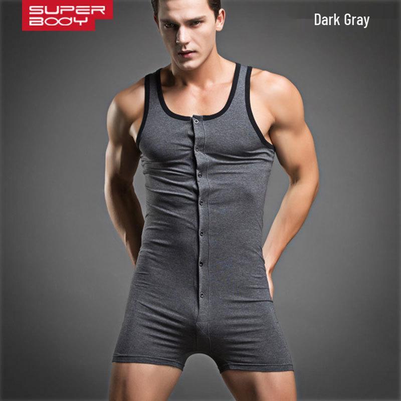 SUPERBODY Men's Pure Cotton Bodysuit Vest & Pants - Stylish and Sexy