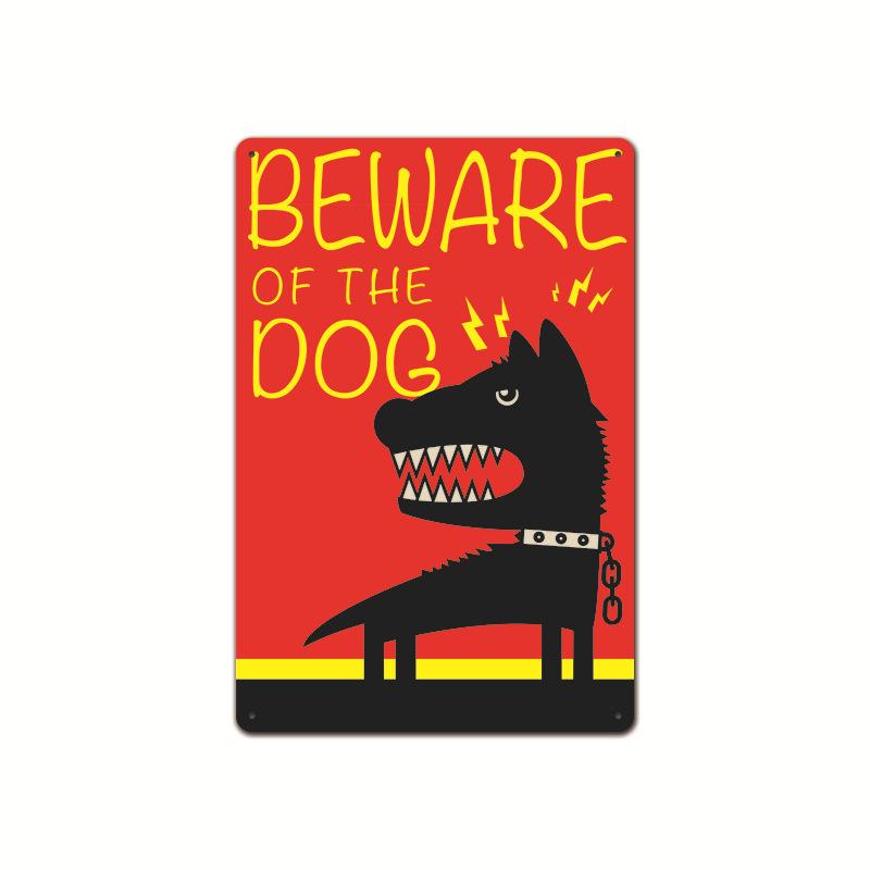 Vintage Tin Art of Courtyard Dog: Garden No - Entry Warning Sign for Home Decoration