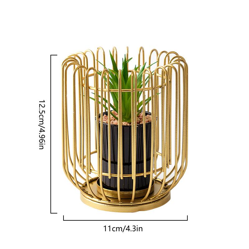 1PC Plants Holder Gold Desktop Ornament Metal Iron Home Decoration Vase Geometric Bonsai Nordic