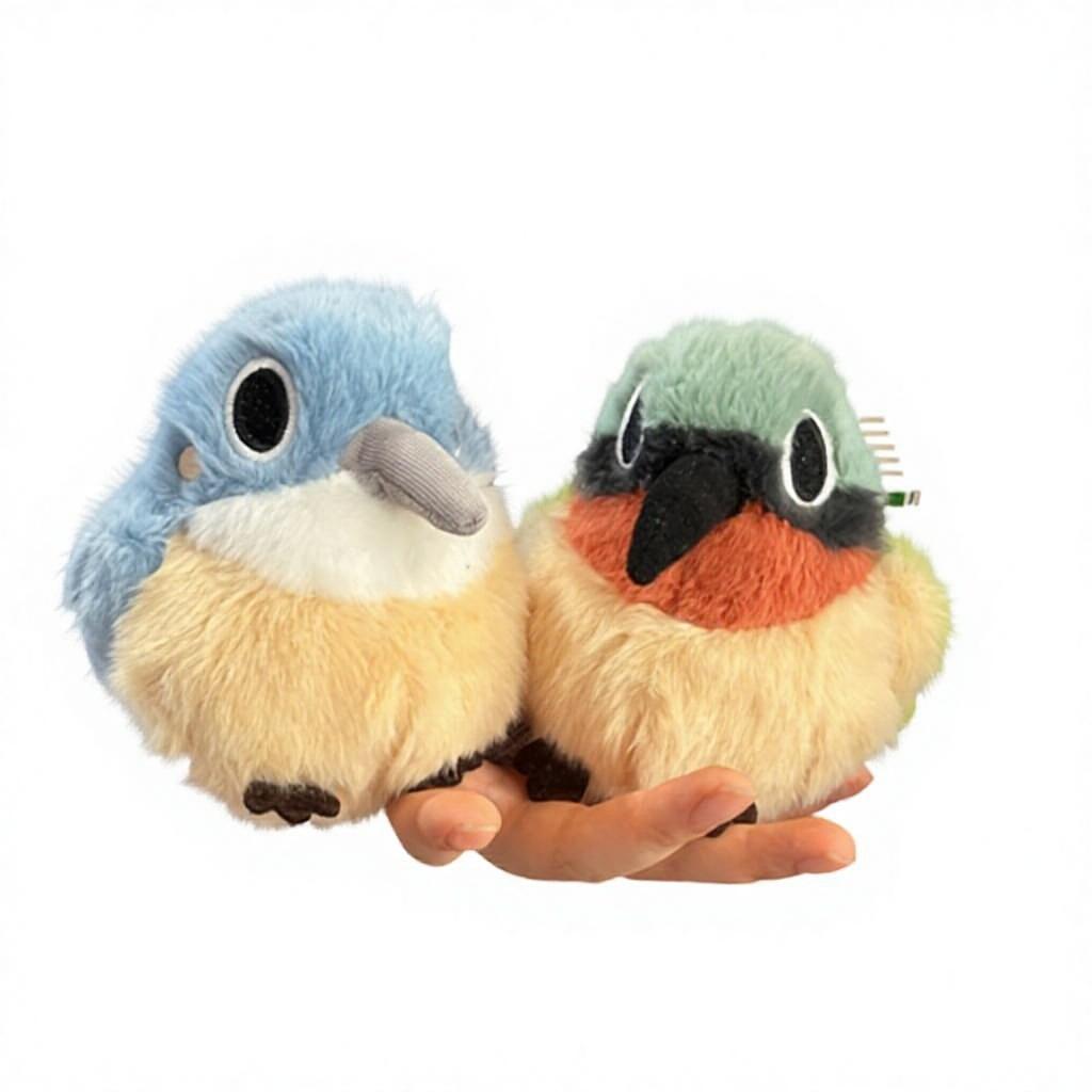 Cute Little Bird Plush Toy Kingfisher and Tit Figurine Ornament 11cm PP Cotton Filled Perfect Qixi Festival Gift for Girls