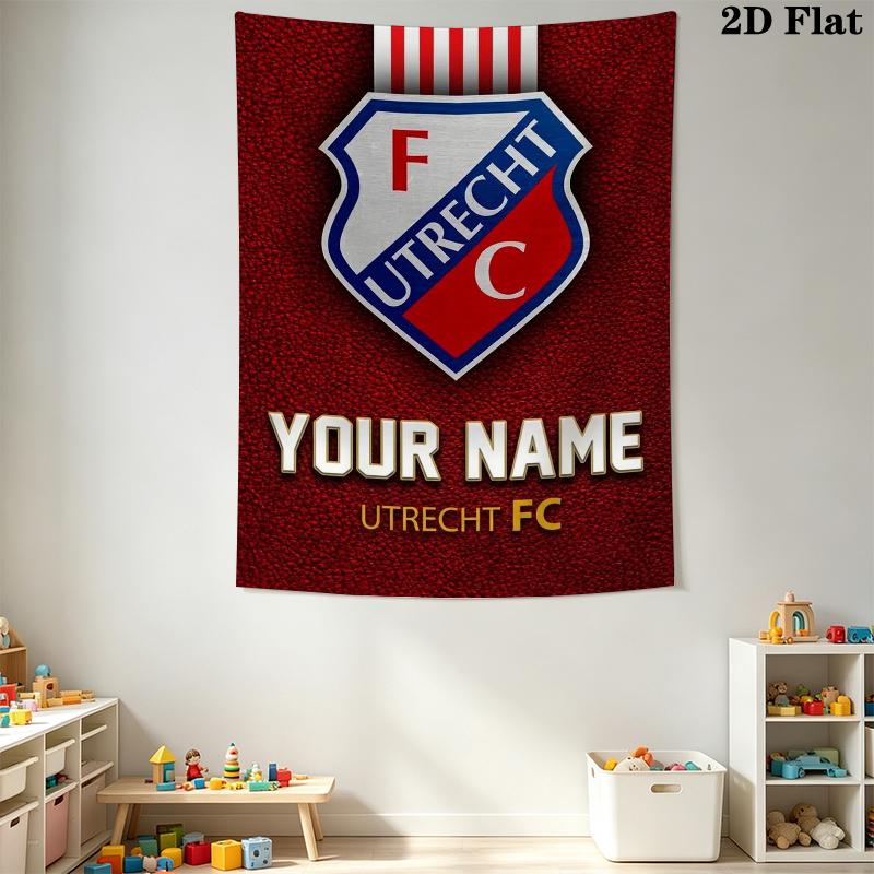 Custom Name FC Utrecht Wall Tapestry Aesthetic Wall Hanging Printed Fabric Blanket Decorative Tapestries for Bedroom Living Room Home Decor