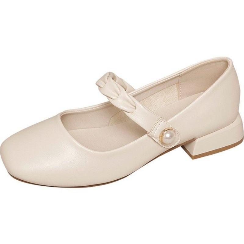 French Mary Jane women's shoes 2025 new shoes women's skirt soft sole soft leather thick heel single shoes temperament small leather shoes