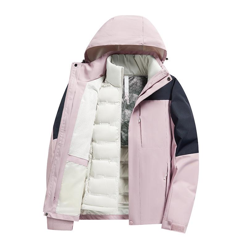 Removable Graphene Liner Ski Jacket: 3-in-1 Winter Outdoor Two-Piece Set for Couples L