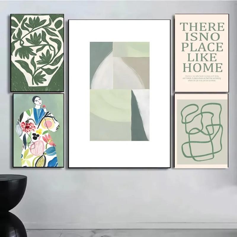 1pc Green Botanical Vase La Mela Van Gogh Abstract Line Poster Paper Print Home Bedroom Entrance Art Painting Decoration