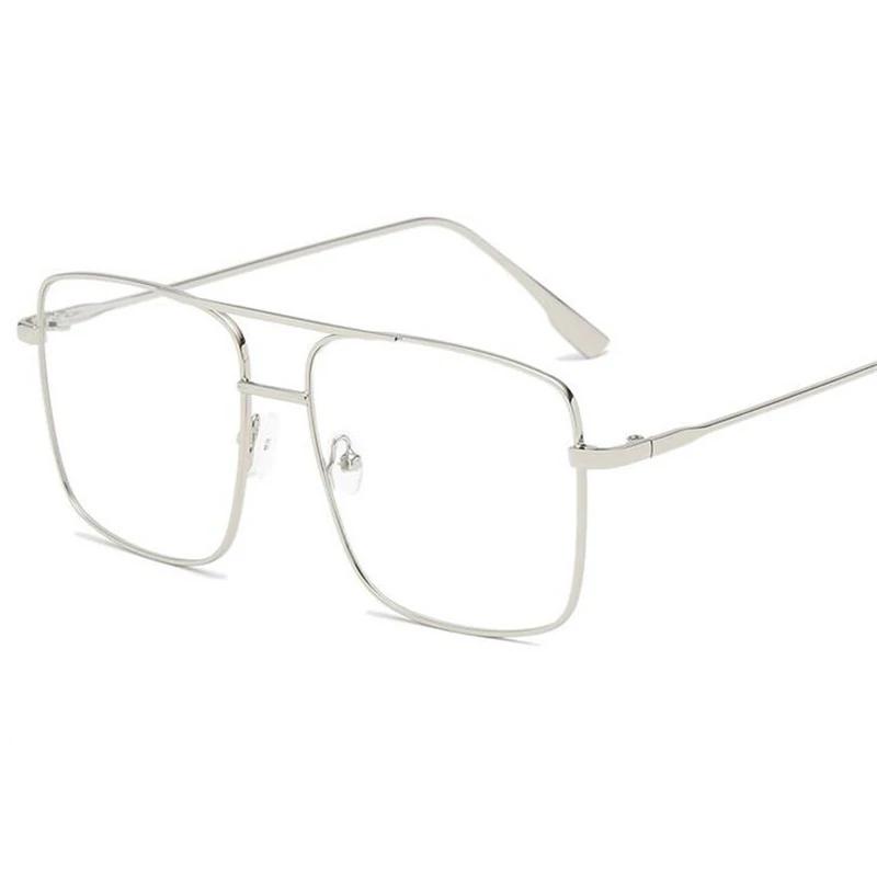 Metal Lightweight Large Frame Glasses Retro Flat Sunglasses for Men Women Fashion Classic Plain Spectacles