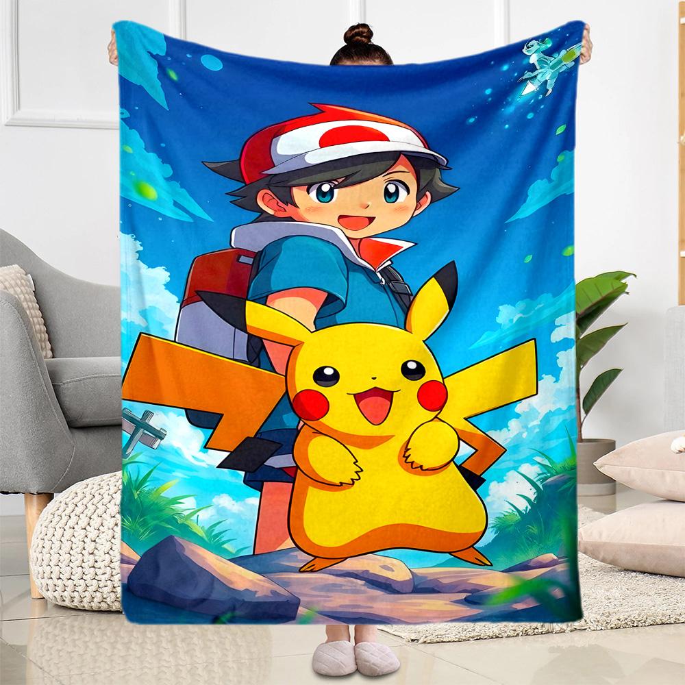 Pikachu Trainer Celebration Blanket Soft & Cozy Perfect for Office Bedding Livingroom for All Seasons Modern Unique Gift for Family and Friends Campin