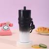 Creative gradual change thermos cup stainless steel straw cup large capacity portable accompanying car cup