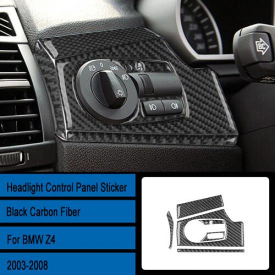 6Pcs Carbon Fiber Headlight Switch Panel Trim Sticker For BMW Z4 E85 E86 2003-08