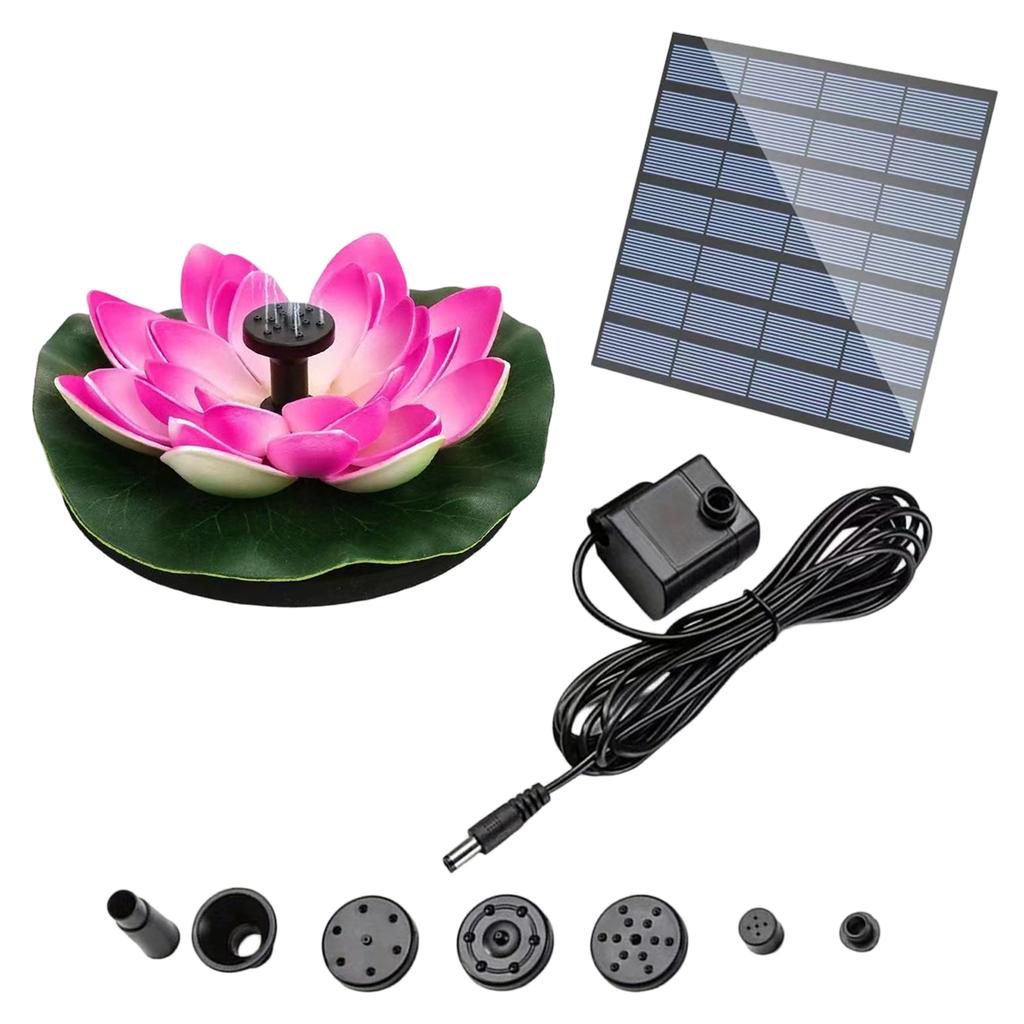 Lotus Free Standing Solar Fountain with 6 Nozzles Mini Solar Powered Fountain Pump Floating for Garden Pond Pool and Outdoor