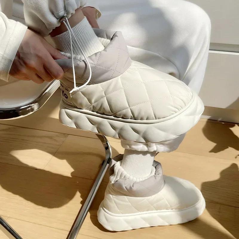 Mode Verdicken Warme Plüsch Wasserdichte Schneestiefel für Damen Dicke Sohle Rutschfest Winter Baumwollschuhe Frau Plateau Botas Mujer Absätze