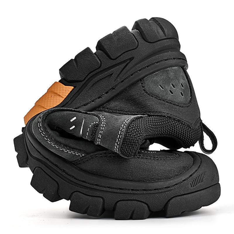 2025 Independent Station Explosive Leather Outdoor Tooling Shoes Men's Baotou Non-slip Low-top Hiking Shoes Casual