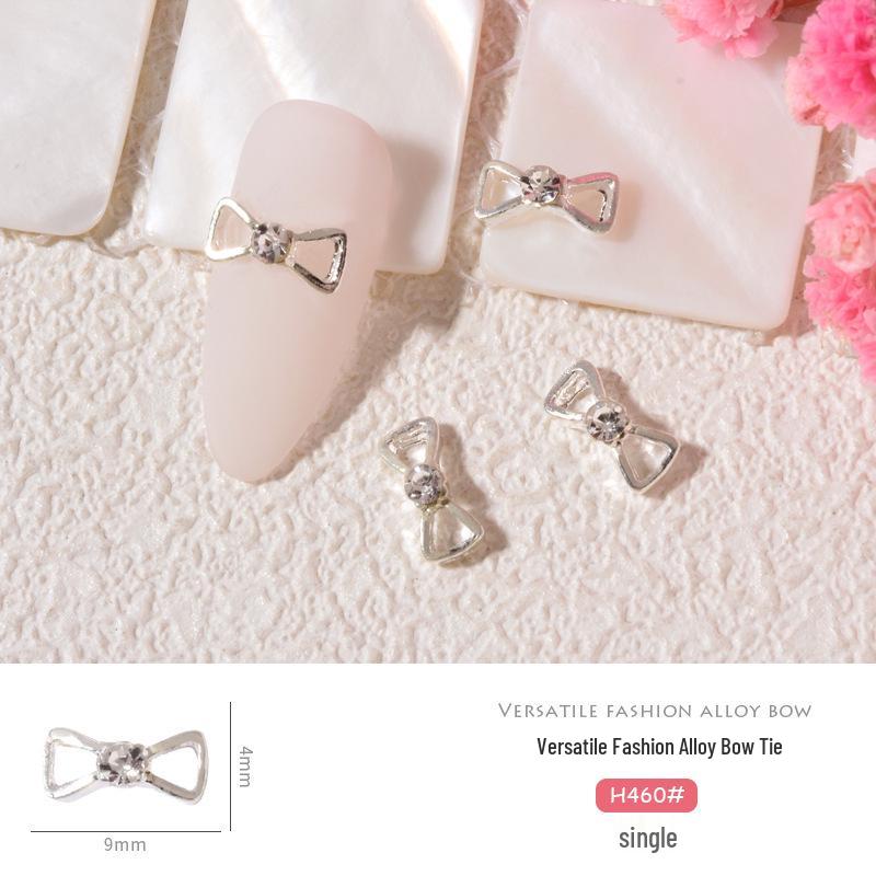 Bow Nail Art Rhinestones & Enamel Drops: Trendy Japanese-Style 3D Decorations for a Celebrity-Inspired Shiny Look