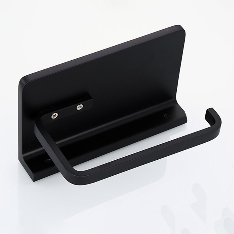 Paper Holder with Shelf Black Grey White Aluminum Bathroom Kitchen WC Paper Roll Rack with Phone Shelves Storage Tissue Holder