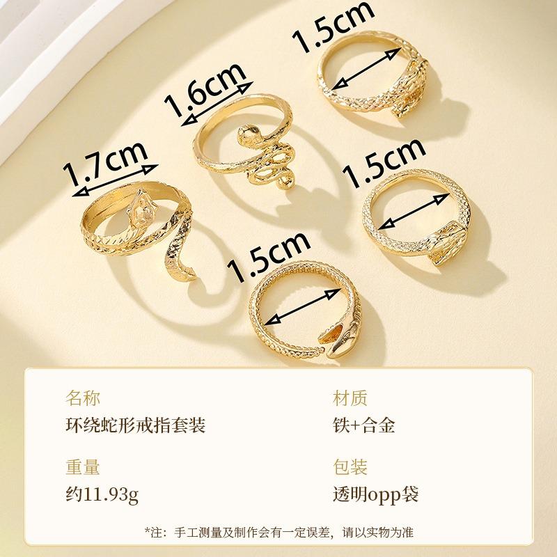 Hot-selling Creative Trend Fashion Zodiac Snake Ring Set Simple Design Animal Ring Jewelry
