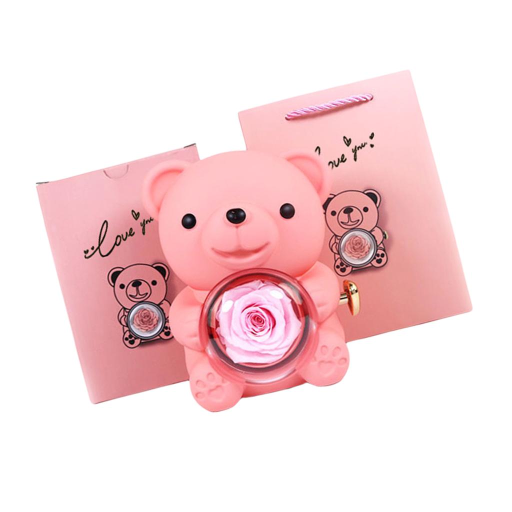 Romance Bär Geschenkbox mit konservierter Rose Elegant für Valentinstag Muttertag Hochzeiten Jubiläen Verschiedene Farben