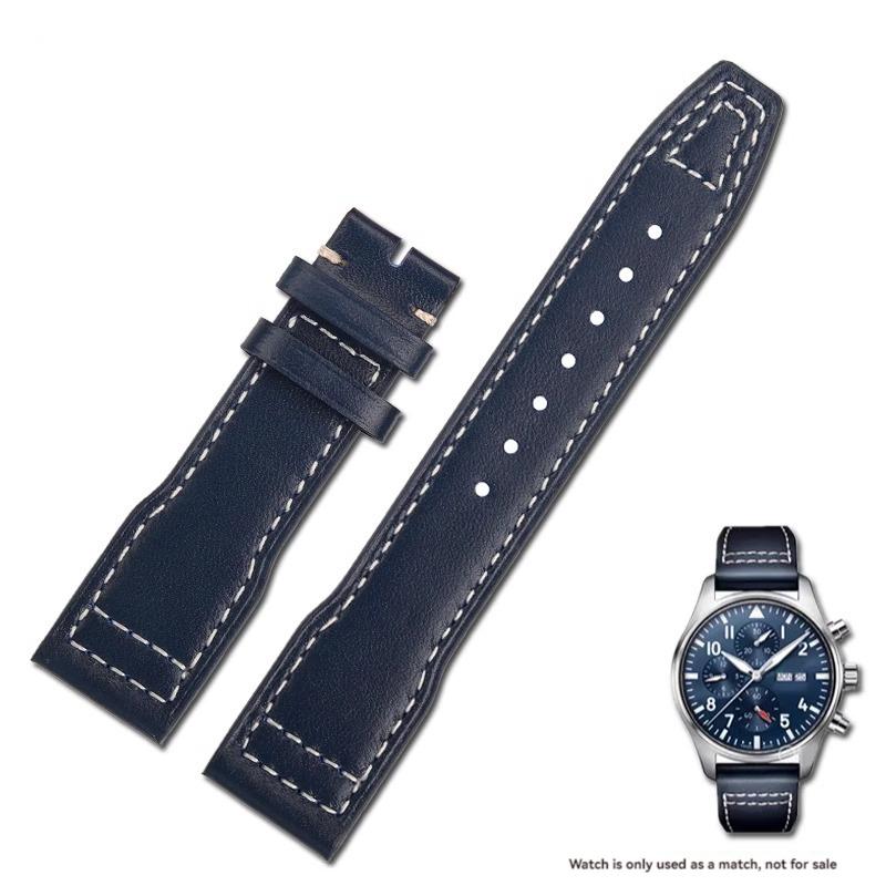 Für IWC Flieger Kleiner Prinz Mark 18 Serie Bronze Spitfire Fighter Armband 20mm 21mm Rindsleder Armband Herren Kalbsleder Armband