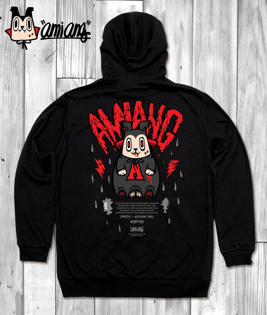 Doldol Amiang_Hoody_25 Dracula Werewolf Amiang Halloween Character Hoodie Black/S