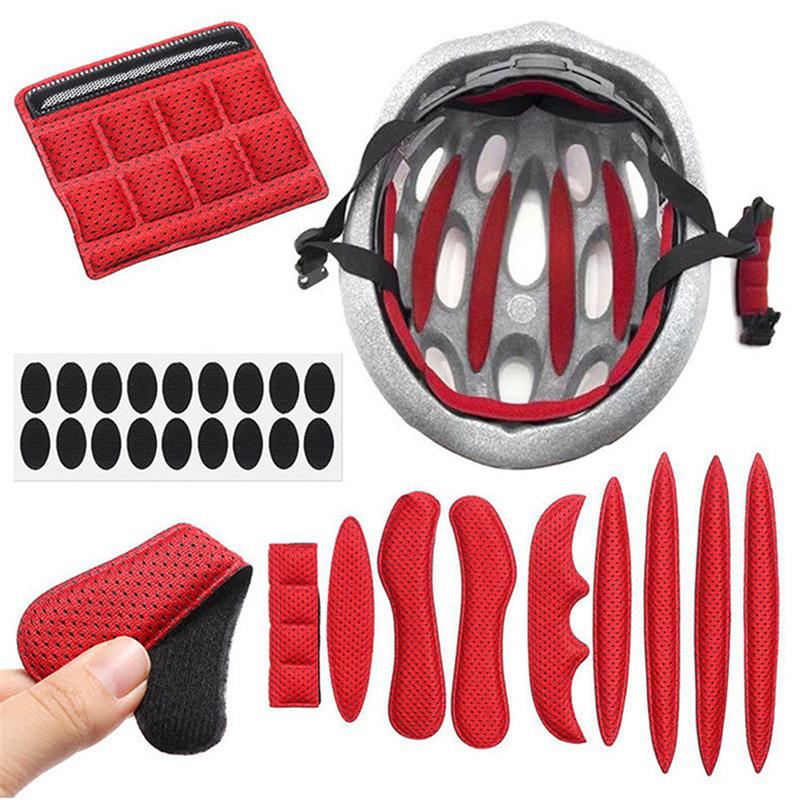 1Set Universal Bike/Motorcycle Helmet Inner Padding Kit Lining Sponge Pad Bicycle Replacement Helmet Pads Set With Insect Net