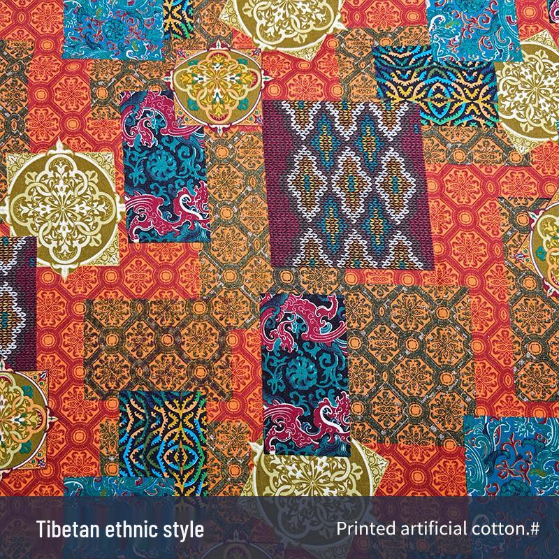 Ethnic Style Cotton Linen Fabric – Lijiang Yunnan Print for Tablecloths, Clothing, Curtains, and Bags