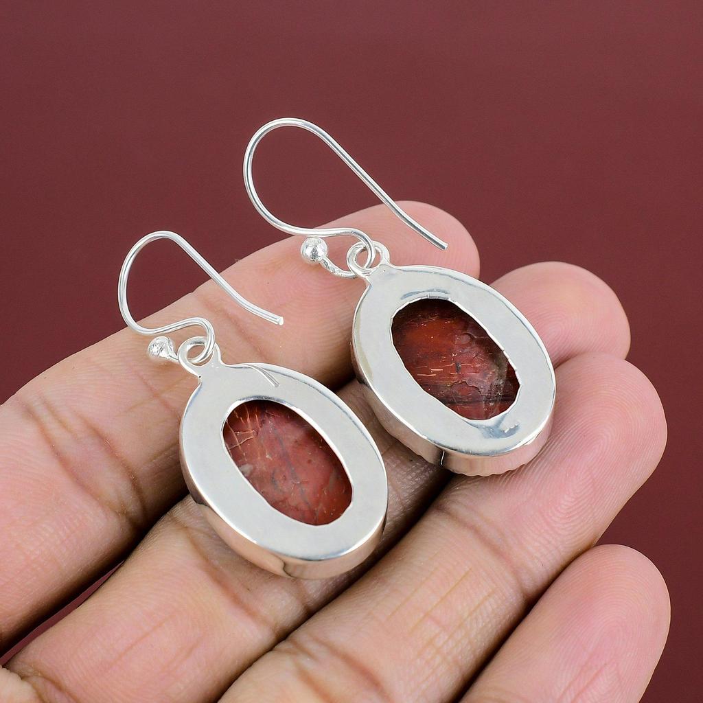 Red Snakeskin Jasper Earring Gemstone Earrings Antique Jewelry Handmade Earring 925 Sterling Silver Earring Gifts For Mom Brand New Jewelry