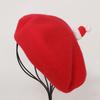 Women's Bright Red Wool Beret - Adult Winter Christmas Hat