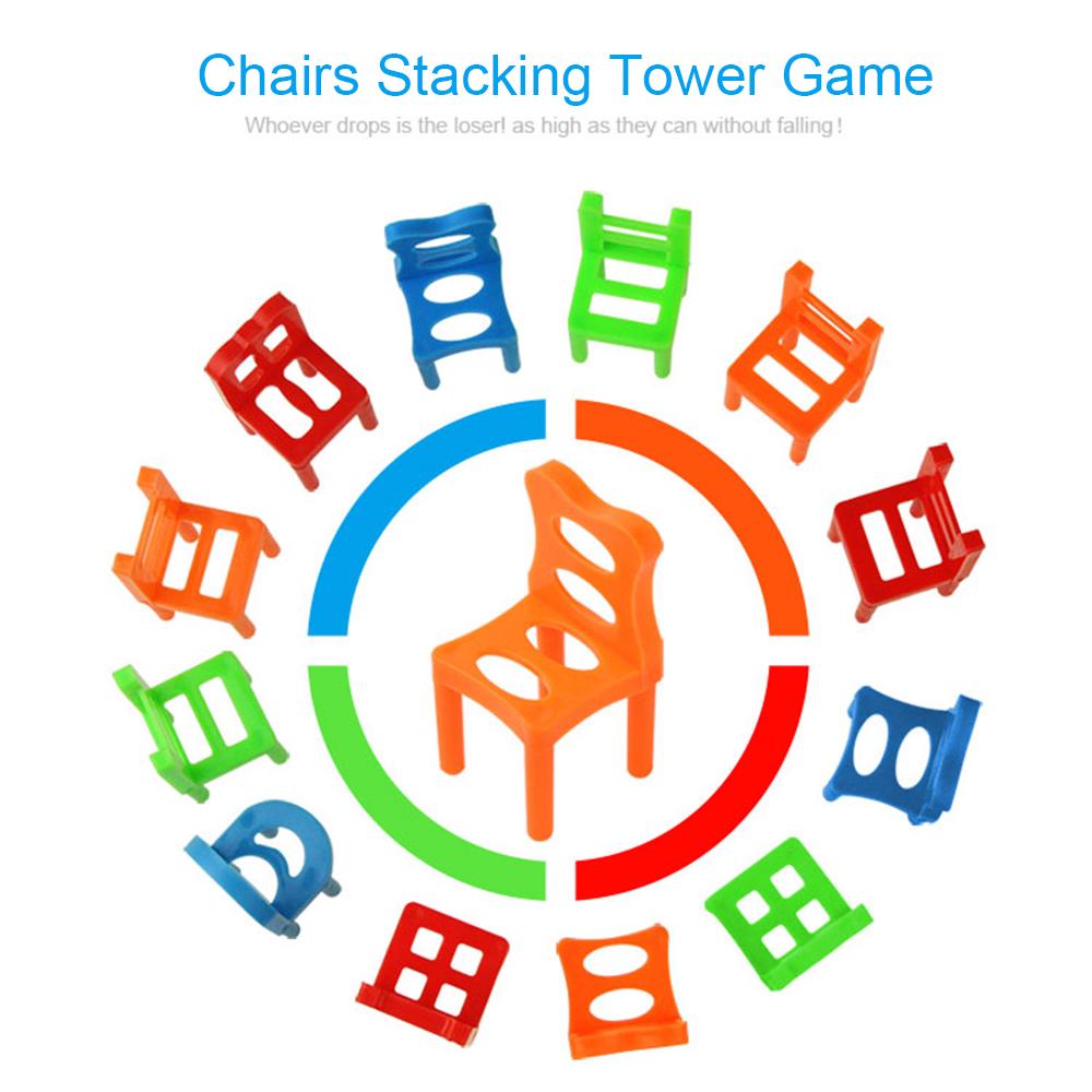 18 Piece Balancing Chair Set, Plastic  ing Toy, Fun Educational Game for Kids Ages 3+, Perfect for Parties and Family Reunions