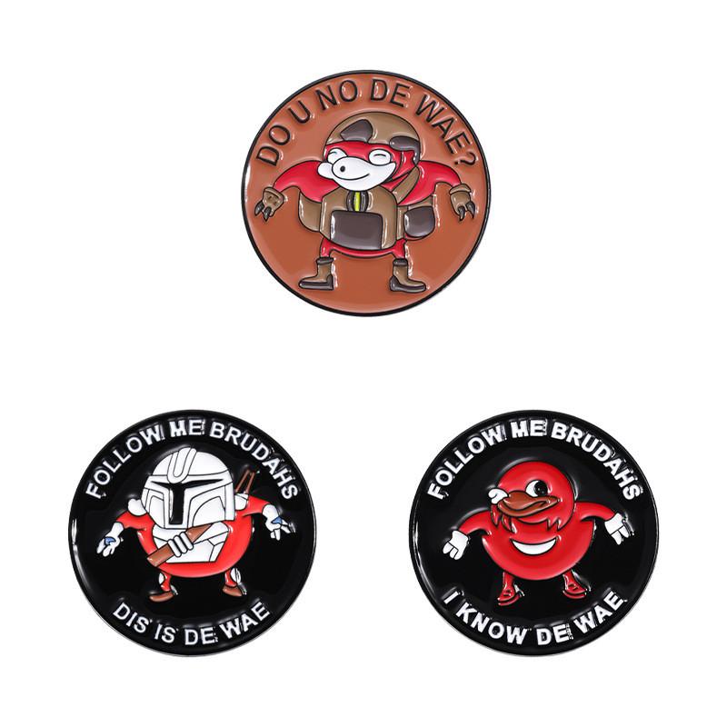 Adorable Cartoon Character Metal Badge Nostalgic Classic Game Geometric Round Brooch