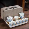 Celadon travel tea set creative kung fu ceramic cover bowl teacup tea tray full set of business gifts