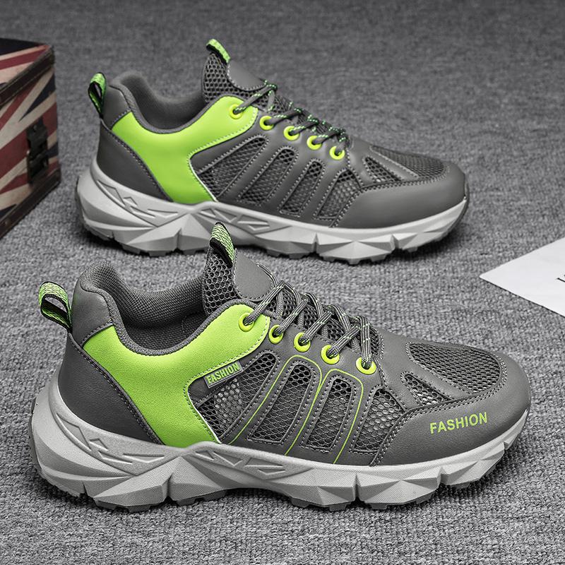 Men s Breathable Thin Mesh Perforated Sports Net Shoes Teenagers  Thick Soled Non Slip Running Dad 41